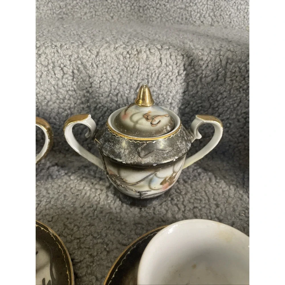 Japanese Dragon Teapot, Tea Cups, Sugar‎ Bowl, Creamer, Coffee Cup And Saucers